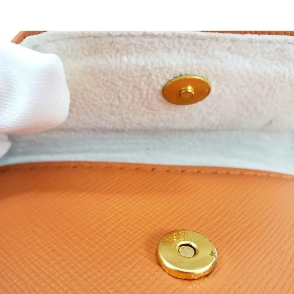 TORY BURCH AUTHENTIC EYEGLASSES GLASSES CASE in Orange Leather w/ cloth bag